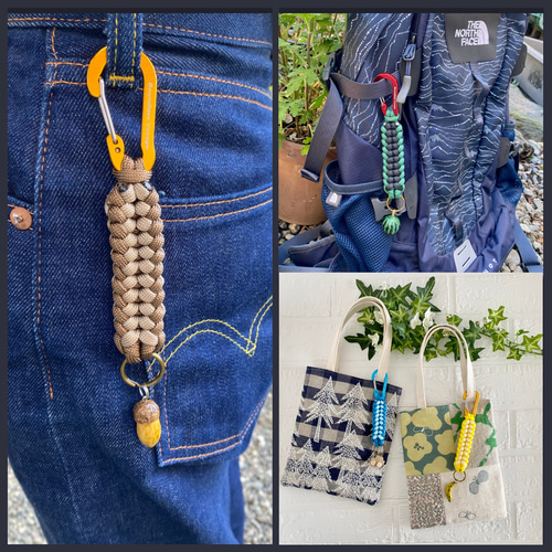 パラコードストラップ（ぴのりん） パラコード キーリング カラビナストラップ フルーツ キーリング