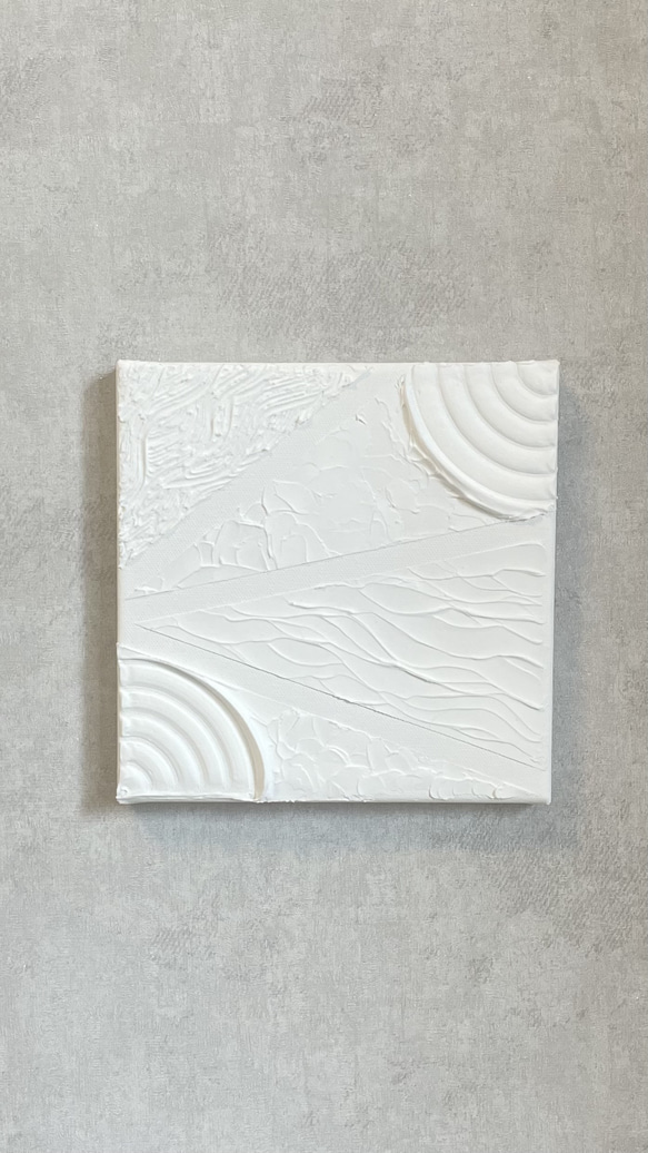 【送料無料】ミニアートプレゼント付き！　テクスチャーアート　シンプルモダンシリーズ　抽象画　ホワイト　ニュートラル 1枚目の画像