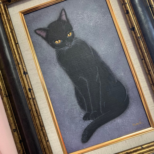 原画】「黒猫」/油彩額 絵画 猫心~にゃんはーと~ 通販 原画】「黒猫」/油彩額 絵画 猫心~にゃんはーと~ 通販