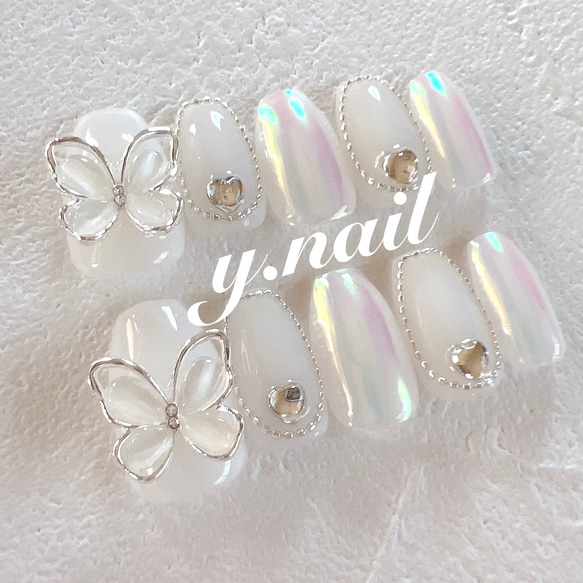 蝶々ネイル/オーロラネイル/ガーリーネイル/韓国ネイル ネイルチップ