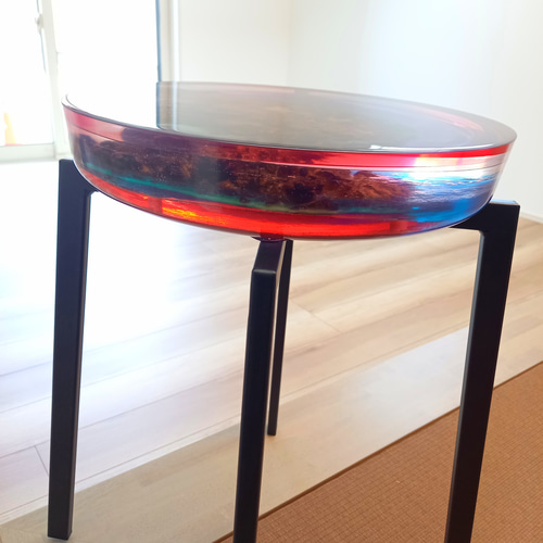 レジンサイドテーブルクラロウォールナット瘤希少材