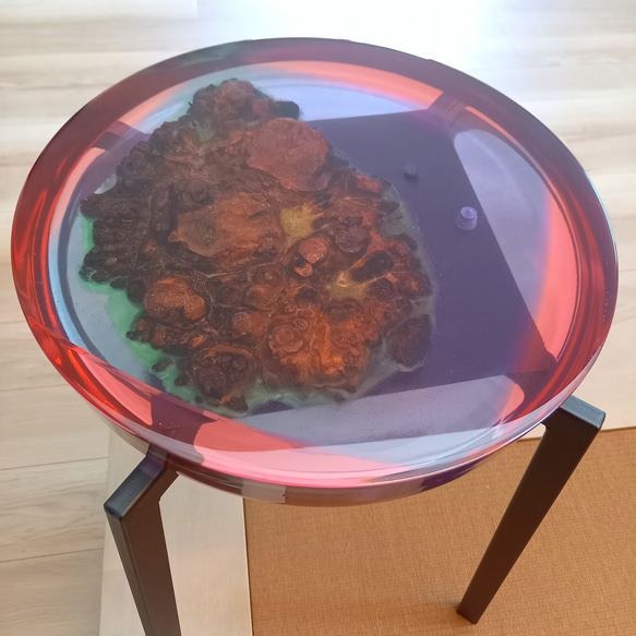 レジンサイドテーブルクラロウォールナット瘤希少材