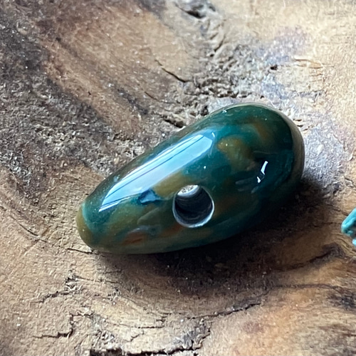 出雲 花仙山産碧玉 出雲石 手づくりビーズとミニ原石 2個セット 天然石