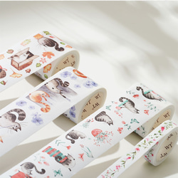 4巻 海外和紙テープ バカ猫 和紙マスキングテープ(剥離紙付き) 猫 装飾系 海外マステ 和紙膠帶 WT51 7枚目の画像