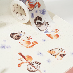 4巻 海外和紙テープ バカ猫 和紙マスキングテープ(剥離紙付き) 猫 装飾系 海外マステ 和紙膠帶 WT51 4枚目の画像