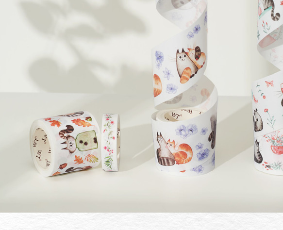 4巻 海外和紙テープ バカ猫 和紙マスキングテープ(剥離紙付き) 猫 装飾系 海外マステ 和紙膠帶 WT51 10枚目の画像