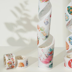 4巻 海外和紙テープ 春に満ち 盎然春意 和紙マスキングテープ(剥離紙付き) 動物 植物 葉 花 装飾系 海外マステ 2枚目の画像