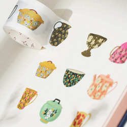 5巻 海外和紙テープ 花鳥壺蝶 和紙マスキングテープ(剥離紙付き) 蝶 動物 植物 葉 花 装飾系 海外マステ 和紙膠帶 3枚目の画像