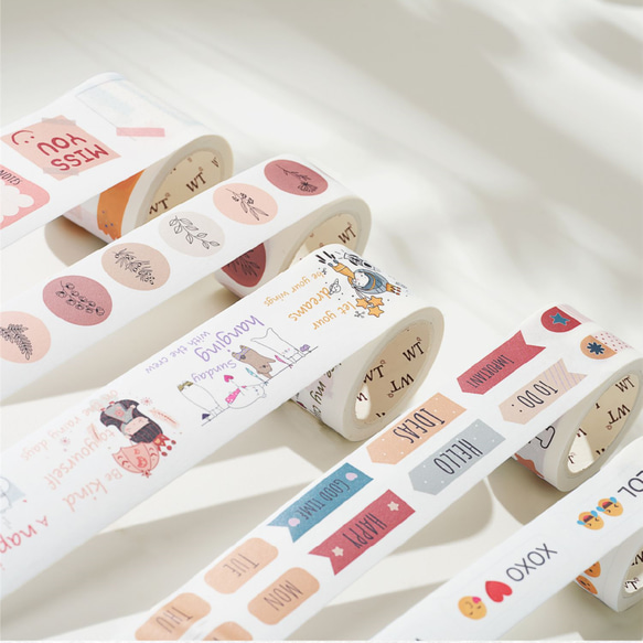 5巻 海外和紙テープ Emoji日記 和紙マスキングテープ(剥離紙付き) 装飾系 海外マステ 和紙膠帶 WT54 7枚目の画像