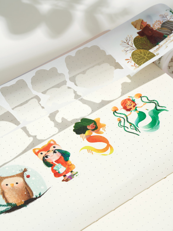 4巻 海外和紙テープ ファンタジー 時空 動物 狂想時空 和紙マスキングテープ(剥離紙付き) 装飾系 海外マステ 2枚目の画像