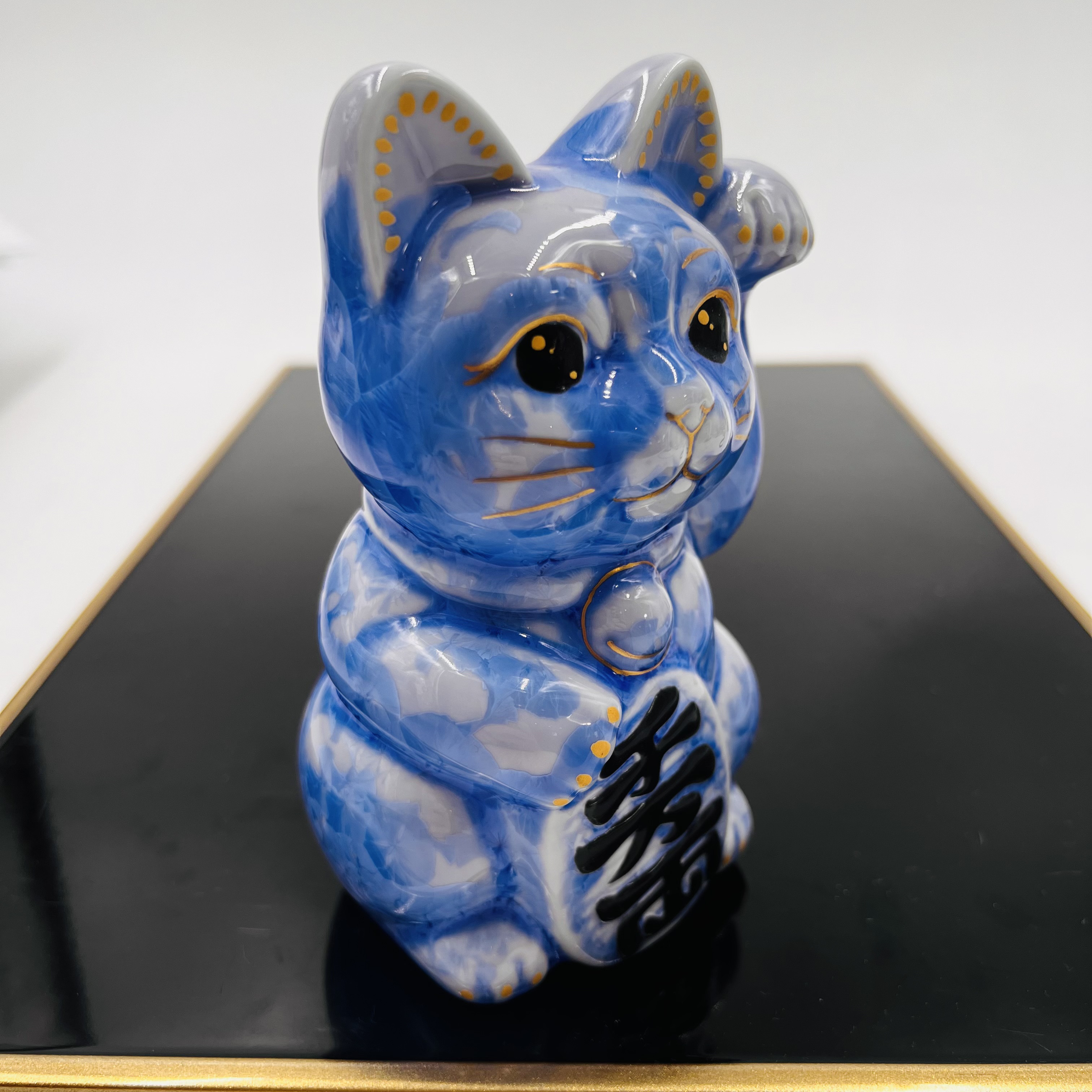 京焼・清水焼 花結晶ー招き猫(青) 招き猫 京焼・清水焼窯元 陶あん