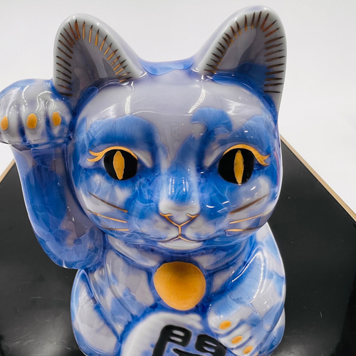 京焼・清水焼 花結晶ー招き猫(銀藤) 招き猫 京焼・清水焼窯元 陶あん