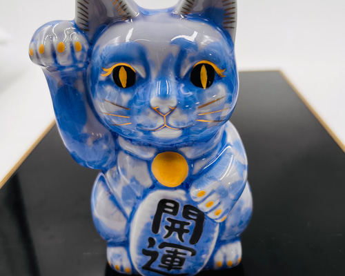 京焼・清水焼 花結晶ー招き猫(銀藤) 招き猫 京焼・清水焼窯元 陶あん