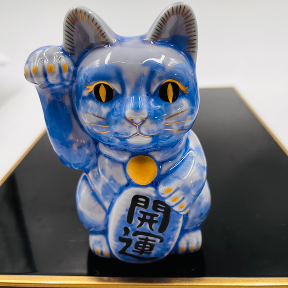 京焼・清水焼 花結晶ー招き猫(銀藤) 招き猫 京焼・清水焼窯元 陶あん