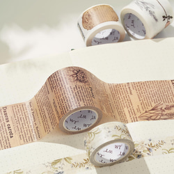 4巻 海外和紙テープ 識香錄 クラシカル 和紙マスキングテープ(剥離紙付き) 新聞 切手 花 葉 植物 装飾系 WT59 2枚目の画像