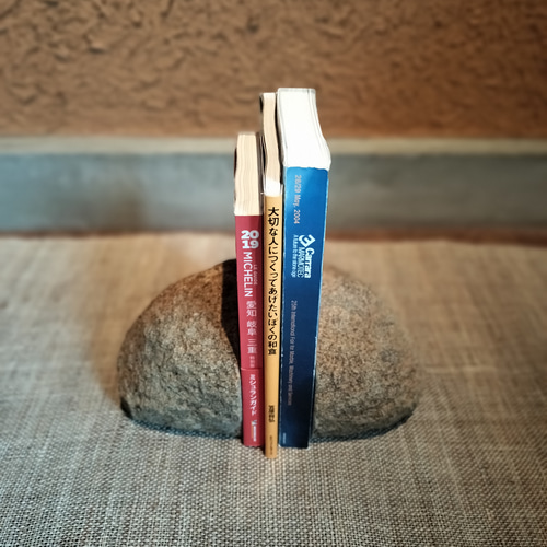 ぶった切りブックエンド』 自然石のブックエンド 9 玉さび石 （インド