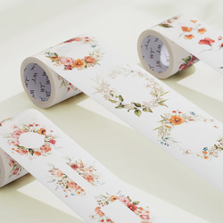 3巻 海外和紙テープ 花輕漾 和紙マスキングテープ(剥離紙付き) 花 葉 植物 装飾系 海外マステ WT67 3枚目の画像