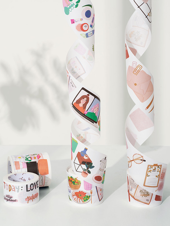 4巻 海外和紙テープ 態度の輝き 和紙マスキングテープ(剥離紙付き) 趣味 葉 花 植物 本 食物 装飾系 WT70 6枚目の画像