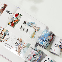 海外PETテープ 清醒紀 浮生紀 光沢PETマスキングテープ(剥離紙付き) 中国風 装飾系 海外マステ 和紙膠帶WT71 7枚目の画像