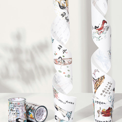 海外PETテープ 清醒紀 浮生紀 光沢PETマスキングテープ(剥離紙付き) 中国風 装飾系 海外マステ 和紙膠帶WT71 8枚目の画像