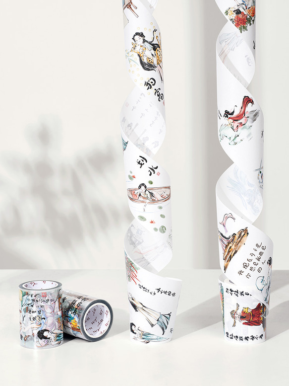 海外PETテープ 清醒紀 浮生紀 光沢PETマスキングテープ(剥離紙付き) 中国風 装飾系 海外マステ 和紙膠帶WT71 8枚目の画像