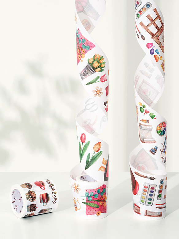 3巻 海外和紙テープ 一點藝術 和紙マスキングテープ(剥離紙付き) 美術 植物 花 葉 食物 装飾系 海外マステWT73 9枚目の画像