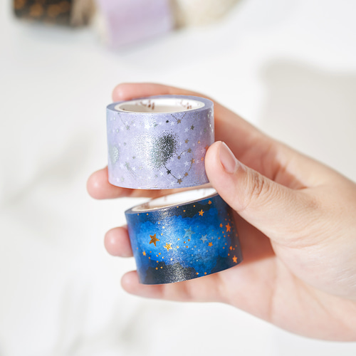 2巻 海外和紙テープ 幻想的な星空 夢幻星空 箔押し和紙マスキング