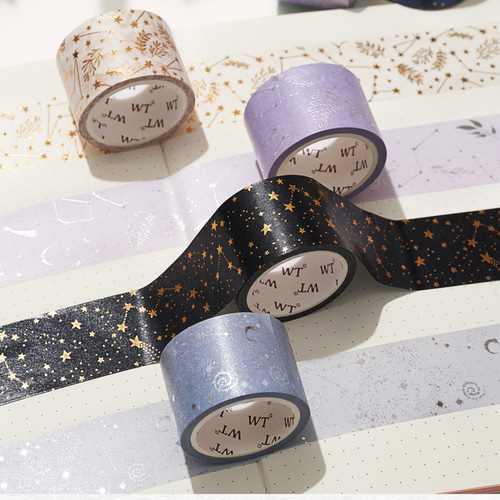 2巻 海外和紙テープ 幻想的な星空 夢幻星空 箔押し和紙マスキング