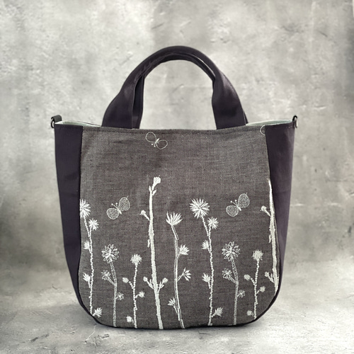 ⚮̈ミナペルホネン choucho ＋ nopparaブラック まるっこトートＬ