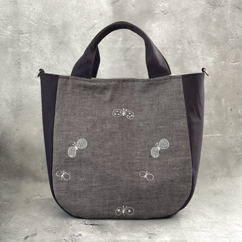 ⚮̈ミナペルホネン choucho ＋ nopparaブラック まるっこトートL