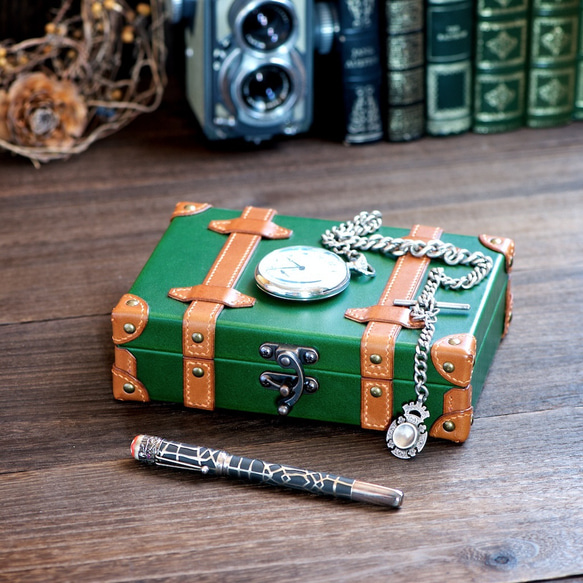 いらなくなった万年筆のお洒落なケースのみ 万年筆ケース 2本挿し グリーンxブラック | iichi 日々の暮らしを