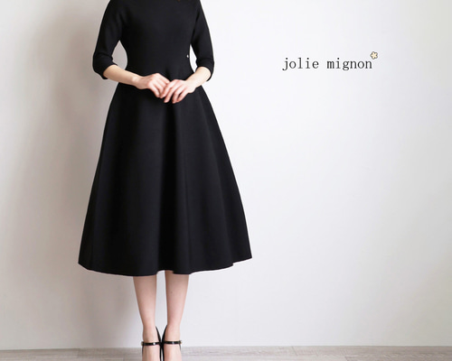 ゆ*マ様 ジョリーミニョン　ホールガーメント 格子柄7分袖フレアワンピース ホールガーメント 格子柄7分袖フレアワンピース【JM1312BE