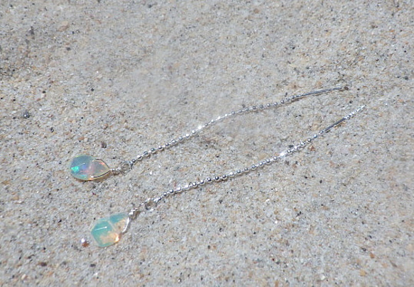 *sv925*Ethiopian Opal Swing Earrings エチオピア産ウェロオパール☆アメリカンピアス 10枚目の画像