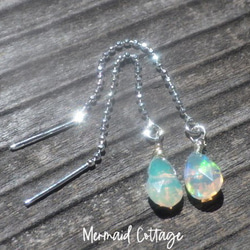 *sv925*Ethiopian Opal Swing Earrings エチオピア産ウェロオパール☆アメリカンピアス 1枚目の画像