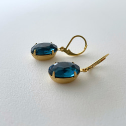 [水滴] 簡約耳環搭配復古珠寶/古董藍/藍色/優雅/彩色 第4張的照片