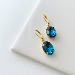 [水滴] 簡約耳環搭配復古珠寶/古董藍/藍色/優雅/彩色 第1張的照片
