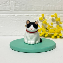 白黒ハチワレ猫の置物 (和紙) その他アート 猫ハウス 通販