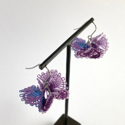 糸の花咲くピアス　パープル　紫陽花　ニャンドゥティ　 15枚目の画像