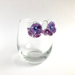 糸の花咲くピアス　パープル　紫陽花　ニャンドゥティ　 13枚目の画像