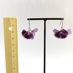 糸の花咲くピアス　パープル　紫陽花　ニャンドゥティ　 17枚目の画像