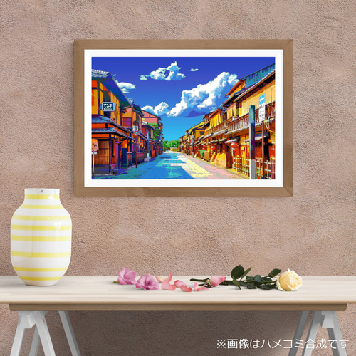 PeterSpataro 額入り水彩画ポスター　市場の風景　大きめの作品 PeterSpataro 額入り水彩画ポスター 市場の風景 大きめの作品