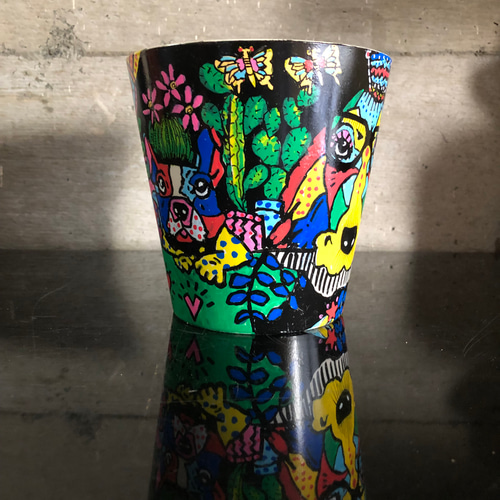 Kenleo オリジナルアート植木鉢/dogシリーズNo:001 一輪挿し・花瓶