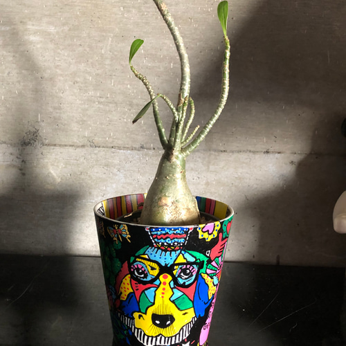 Kenleo オリジナルアート植木鉢/dogシリーズNo:001 一輪挿し・花瓶