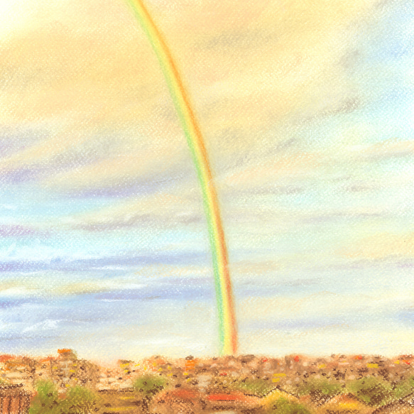 朝5時の虹（パステル画・マット紙付き） 2枚目の画像