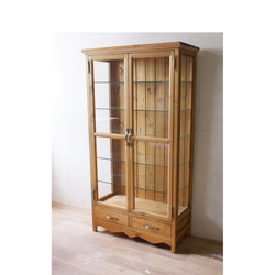 ライトオークのガラスキャビネット チェスト・キャビネット Romance
