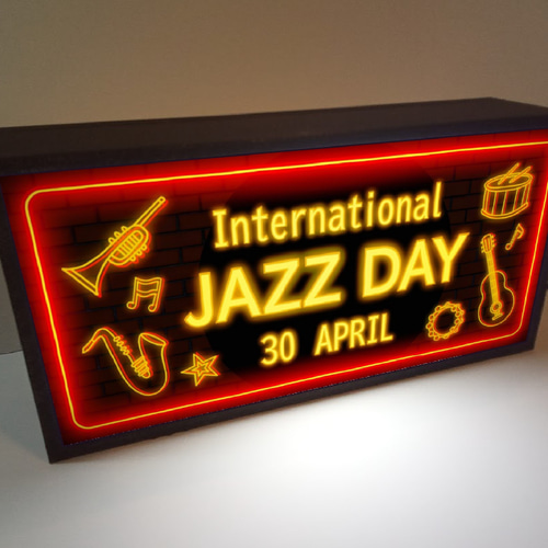 JAZZ ジャズミュージック サックス ライブ 看板 置物 雑貨 ライトBOX JAZZ ジャズディ サックス ギター トランペット 喫茶 ミニチュア