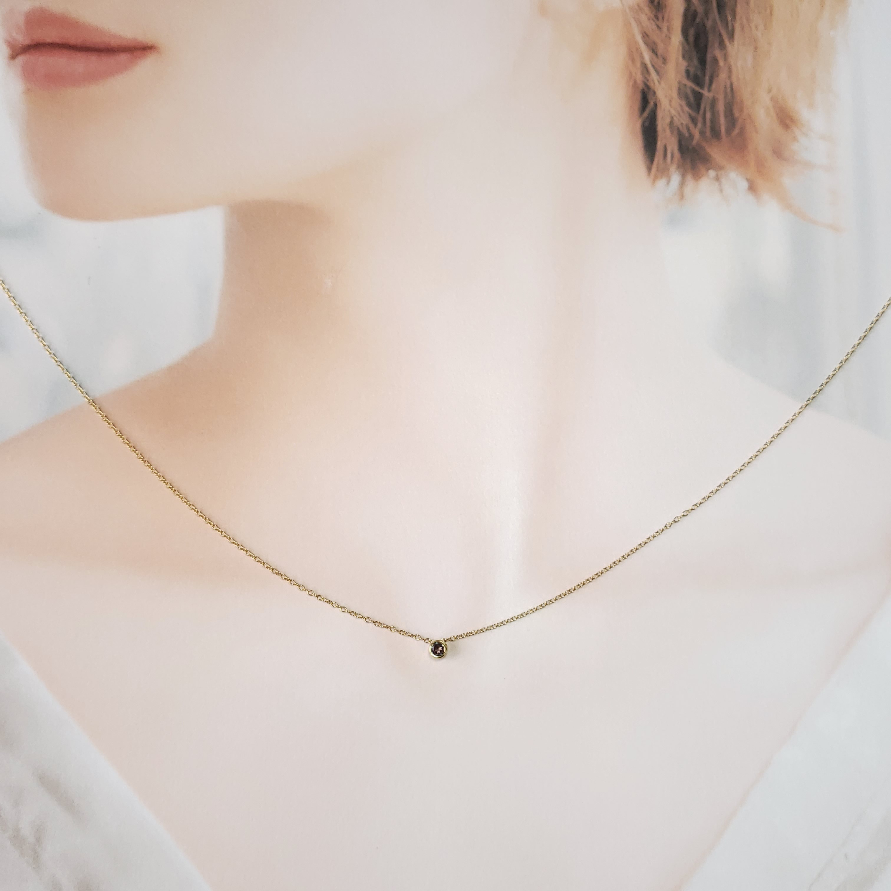 小さな　ベゼルネックレスセット 3mm　カラーチェンジ　アレキサンドライト　合成石　14Kgf