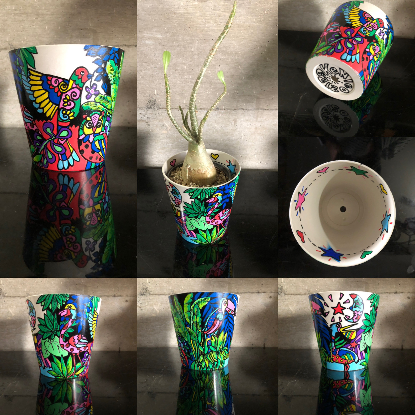 Kenleo オリジナルアート植木鉢/bird 一輪挿し・花瓶・花器 kenleo