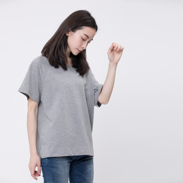 French terry Relaxed Raglan Top / Heather Grey Project 007 1枚目の画像