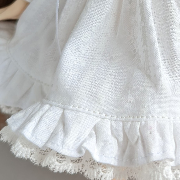 874【ブライス スカート】白の編み上げリボンのスカート ※ブライスアウトフィット 11枚目の画像